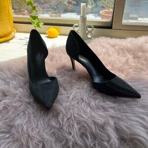 Mango Women's Black Pointed Rhinestone Studded Heels size 8 (US)